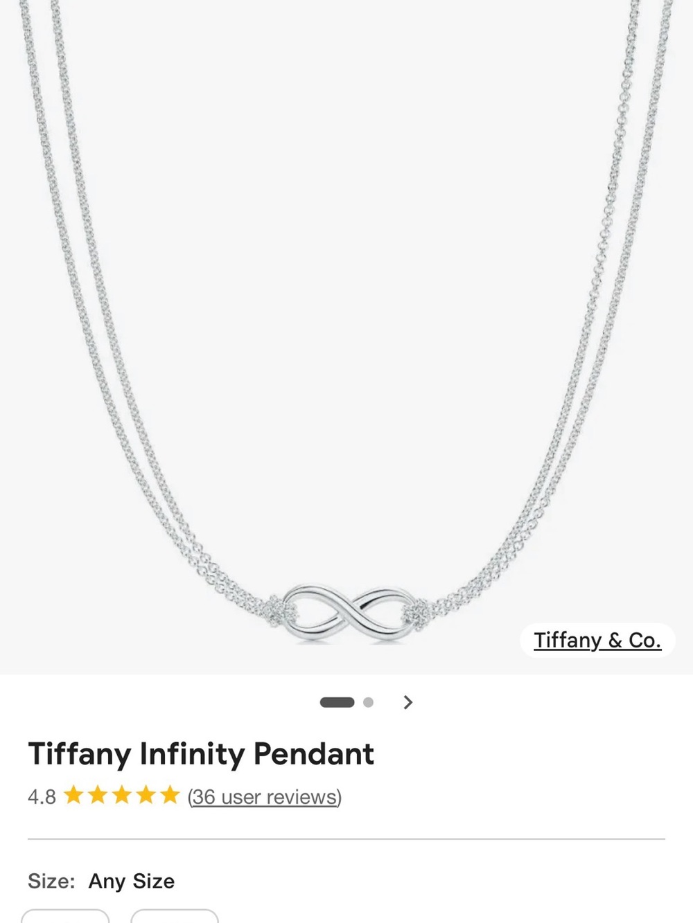 Tiffany & Co. Silver Infinity Double-Chain Pendant Necklace